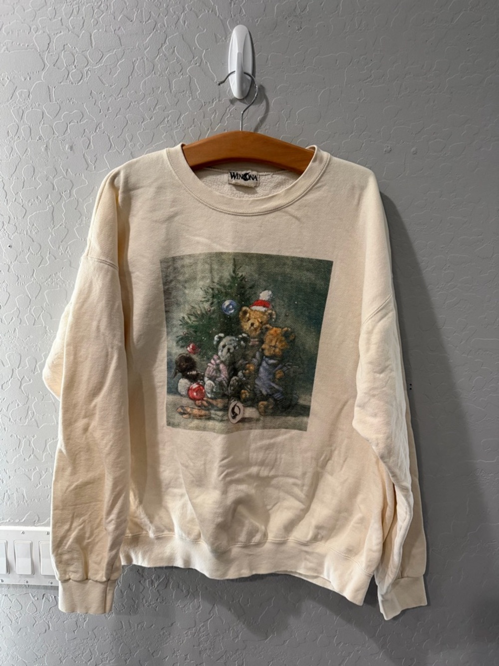 Vintage Winona 3 Bears Christmas Morning‎ Portrait Sweatshirt Large Bin 2